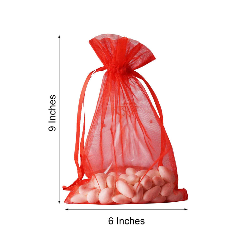 10 pcs 6x9" Sheer Organza Bags with Pull String