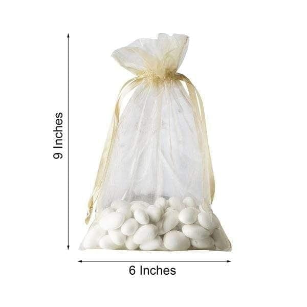 10 pcs 6x9" Sheer Organza Bags with Pull String