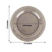 10 pcs 7.5" wide White Round Salad Plates with Hammered Trim - Disposable Tableware