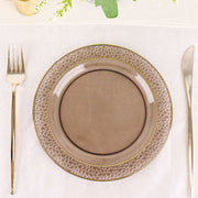 10 pcs 7.5" wide White Round Salad Plates with Hammered Trim - Disposable Tableware