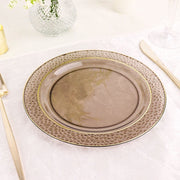 10 pcs 7.5" wide White Round Salad Plates with Hammered Trim - Disposable Tableware