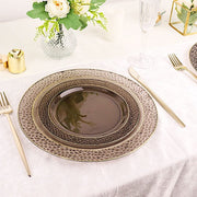 10 pcs 7.5" wide White Round Salad Plates with Hammered Trim - Disposable Tableware