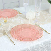 10 pcs 7.5" wide White Round Salad Plates with Hammered Trim - Disposable Tableware