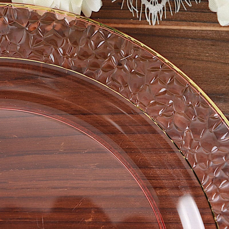 10 pcs 7.5" wide White Round Salad Plates with Hammered Trim - Disposable Tableware