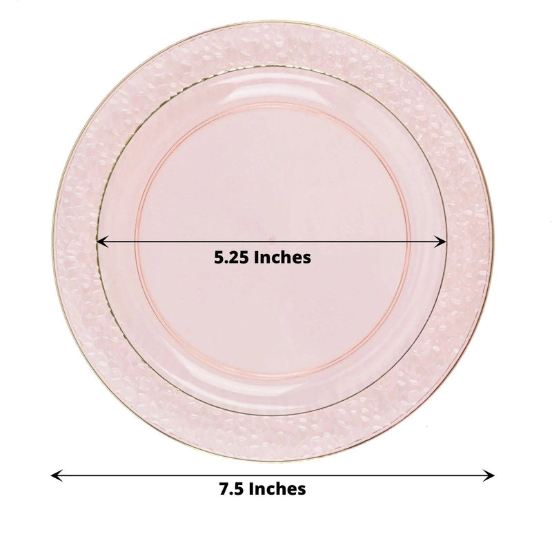 10 pcs 7.5" wide White Round Salad Plates with Hammered Trim - Disposable Tableware