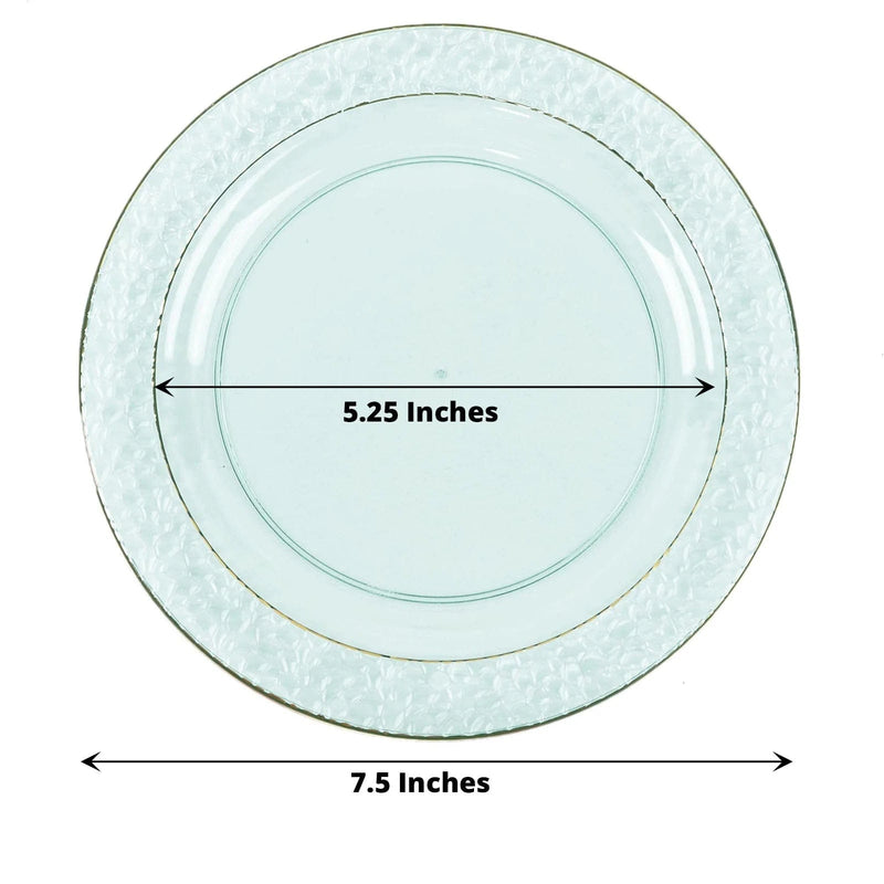 10 pcs 7.5" wide White Round Salad Plates with Hammered Trim - Disposable Tableware