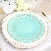 10 pcs 7.5" wide White Round Salad Plates with Hammered Trim - Disposable Tableware