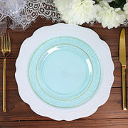 10 pcs 7.5" wide White Round Salad Plates with Hammered Trim - Disposable Tableware