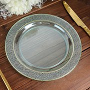 10 pcs 7.5" wide White Round Salad Plates with Hammered Trim - Disposable Tableware