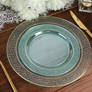 10 pcs 7.5" wide White Round Salad Plates with Hammered Trim - Disposable Tableware