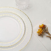 10 pcs 7.5" wide White Round Salad Plates with Hammered Trim - Disposable Tableware