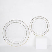 10 pcs 7.5" wide White Round Salad Plates with Hammered Trim - Disposable Tableware