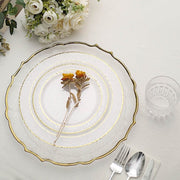 10 pcs 7.5" wide White Round Salad Plates with Hammered Trim - Disposable Tableware