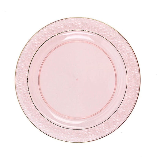 10 pcs 7.5" wide White Round Salad Plates with Hammered Trim - Disposable Tableware DSP_PLR0007_7_046GD