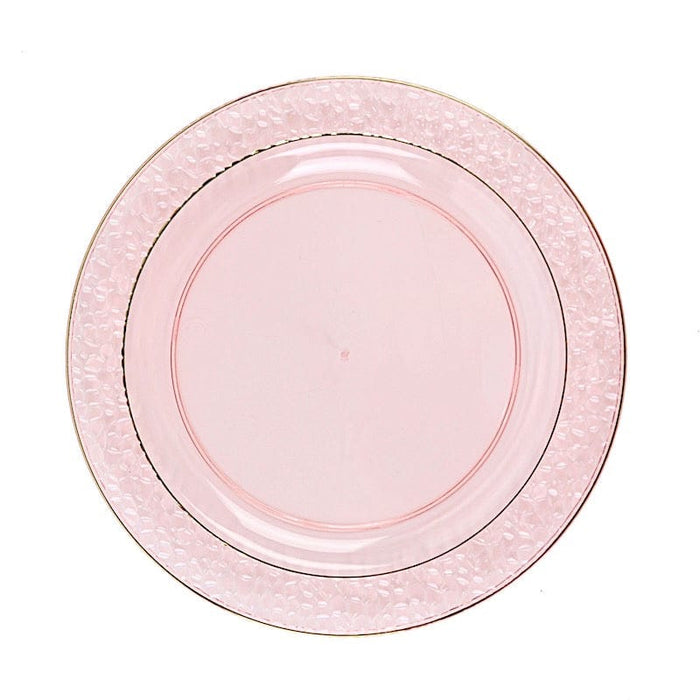10 pcs 7.5" wide White Round Salad Plates with Hammered Trim - Disposable Tableware DSP_PLR0007_7_046GD