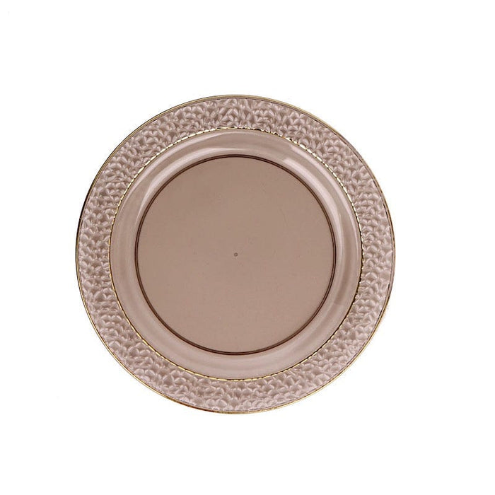 10 pcs 7.5" wide White Round Salad Plates with Hammered Trim - Disposable Tableware DSP_PLR0007_7_BLKGD