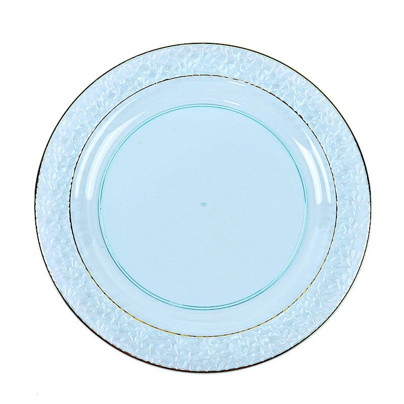 10 pcs 7.5" wide White Round Salad Plates with Hammered Trim - Disposable Tableware DSP_PLR0007_7_BLUGD