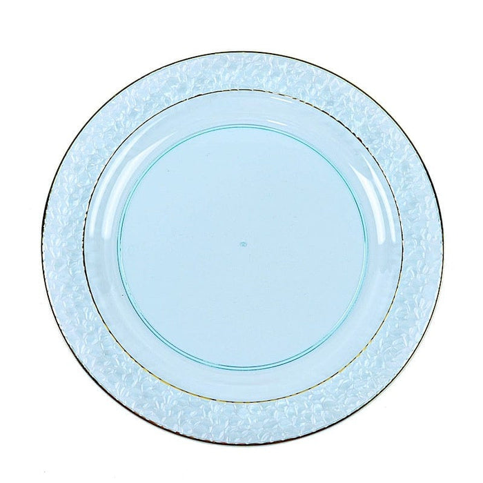 10 pcs 7.5" wide White Round Salad Plates with Hammered Trim - Disposable Tableware DSP_PLR0007_7_BLUGD