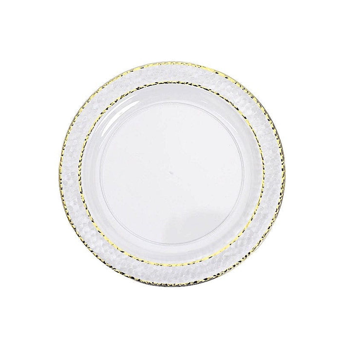 10 pcs 7.5" wide White Round Salad Plates with Hammered Trim - Disposable Tableware DSP_PLR0007_7_CLGD
