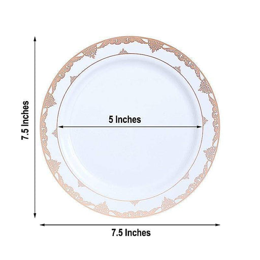 10 pcs 7.5" wide White Round Salad Plates with Lace Trim - Disposable Tableware