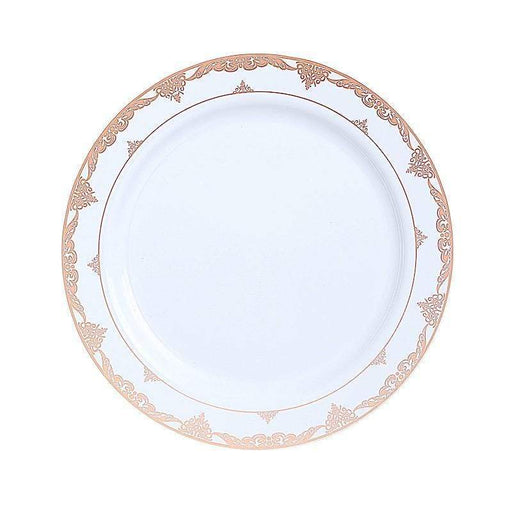10 pcs 7.5" wide White Round Salad Plates with Lace Trim - Disposable Tableware DSP_PLR0009_7_WHRG