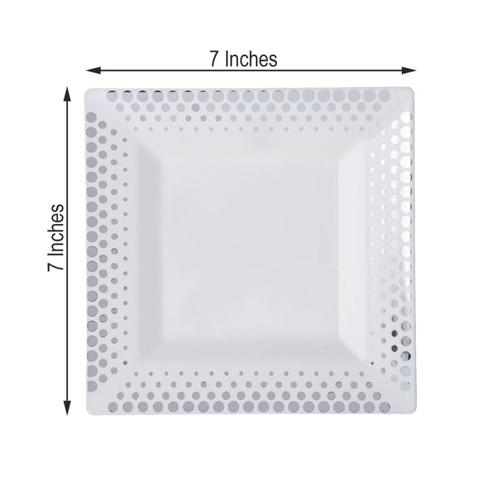 10 pcs 7" Square Dessert Plates with Hot Dots - Disposable Tableware