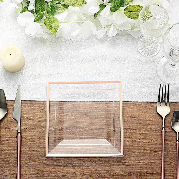10 pcs 7" Square Plastic Dessert Appetizer Plates with Rim - Disposable Tableware