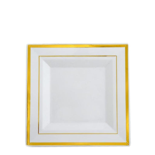 10 pcs 7" Square Plastic Dessert Appetizer Plates with Rim - Disposable Tableware PLST_PLA0090_WHTG