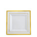 10 pcs 7" Square Plastic Dessert Appetizer Plates with Rim - Disposable Tableware PLST_PLA0090_WHTG