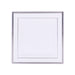 10 pcs 7" White Square Plastic Dessert Appetizer Plates with Silver Rim - Disposable Tableware PLST_PLA0090_WHTS
