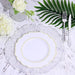 10 pcs 8" Baroque Plastic Dessert Plates with Gold Rim - Disposable Tableware