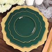 10 pcs 8" Baroque Plastic Dessert Plates with Gold Rim - Disposable Tableware