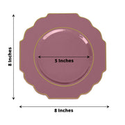 10 pcs 8" Baroque Plastic Dessert Plates with Gold Rim - Disposable Tableware