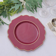 10 pcs 8" Baroque Plastic Dessert Plates with Gold Rim - Disposable Tableware