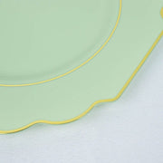 10 pcs 8" Baroque Plastic Dessert Plates with Gold Rim - Disposable Tableware