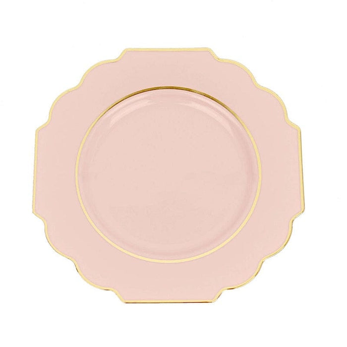 10 pcs 8" Baroque Plastic Dessert Plates with Gold Rim - Disposable Tableware DSP_PLR0014_8_046