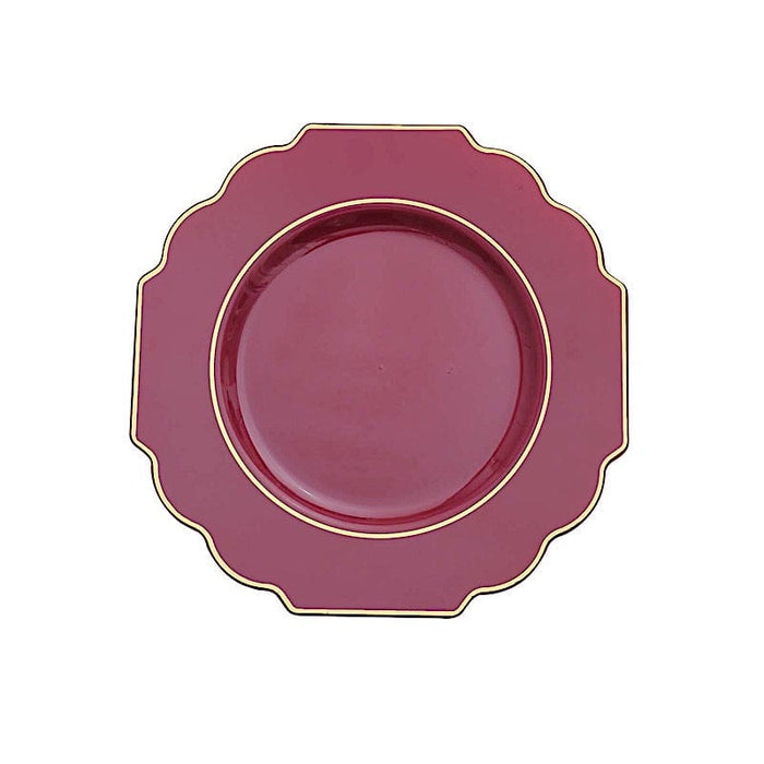 10 pcs 8" Baroque Plastic Dessert Plates with Gold Rim - Disposable Tableware DSP_PLR0014_8_BGGD