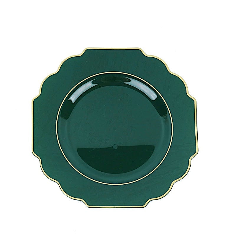 10 pcs 8" Baroque Plastic Dessert Plates with Gold Rim - Disposable Tableware DSP_PLR0014_8_HNGD
