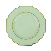 10 pcs 8" Baroque Plastic Dessert Plates with Gold Rim - Disposable Tableware DSP_PLR0014_8_SGGD