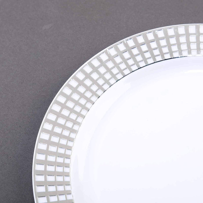 10 pcs 8" Dessert Plates with Trim - Disposable Tableware