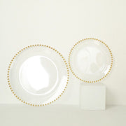 10 pcs 8" Plastic Dinner Plates With Beaded Rim - Disposable Tableware DSP_PLR4239_8_CLGD