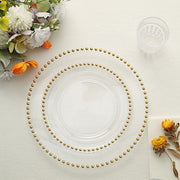10 pcs 8" Plastic Dinner Plates With Beaded Rim - Disposable Tableware DSP_PLR4239_8_CLGD