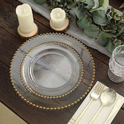 10 pcs 8" Plastic Dinner Plates With Beaded Rim - Disposable Tableware DSP_PLR4239_8_CLGD