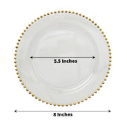 10 pcs 8" Plastic Dinner Plates With Beaded Rim - Disposable Tableware DSP_PLR4239_8_CLGD
