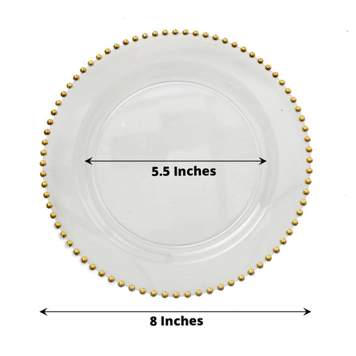 10 pcs 8" Plastic Dinner Plates With Beaded Rim - Disposable Tableware DSP_PLR4239_8_CLGD