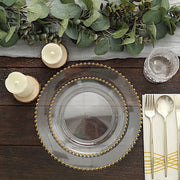 10 pcs 8" Plastic Dinner Plates With Beaded Rim - Disposable Tableware DSP_PLR4239_8_CLGD