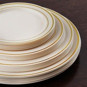 10 pcs 8" Round Dessert Plates with Trim - Disposable Tableware