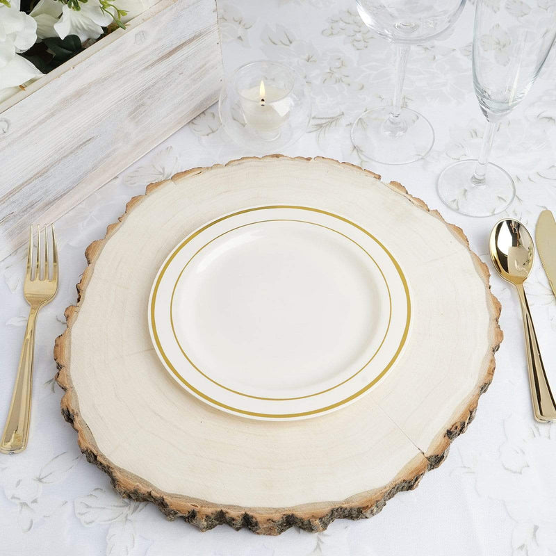 10 pcs 8" Round Dessert Plates with Trim - Disposable Tableware
