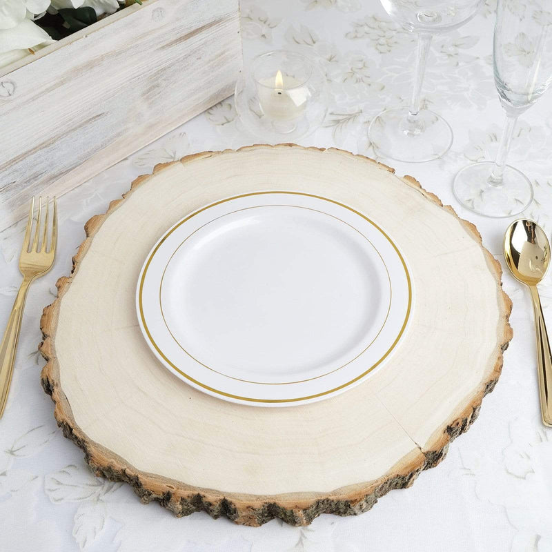 10 pcs 8" Round Dessert Plates with Trim - Disposable Tableware