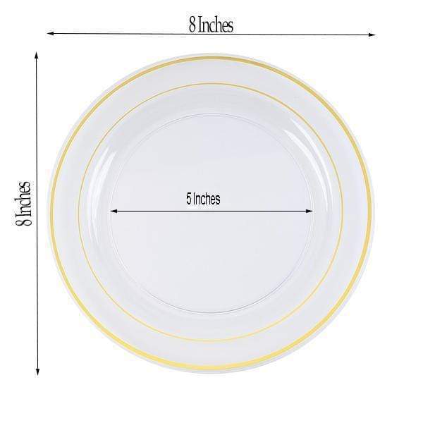 10 pcs 8" Round Dessert Plates with Trim - Disposable Tableware